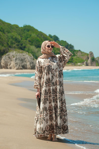 Mozaik Desen Elbise Yeşil