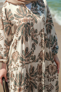 Mozaik Desen Elbise Yeşil