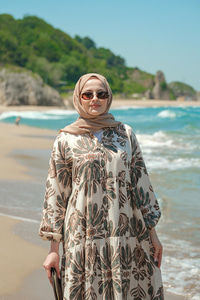 Mozaik Desen Elbise Yeşil