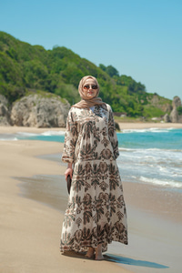 Mozaik Desen Elbise Yeşil