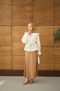 Nakış Desen Brode Gömlek Ekru