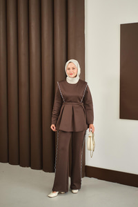 Nakış Detay Takım Kahverengi