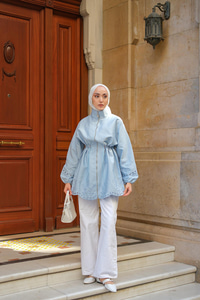 Nakış Detaylı Ceket Mavi