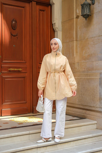 Nakış Detaylı Ceket Sarı