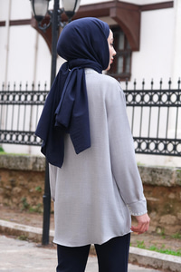 Nakış Detaylı Gömlek Açık Gri