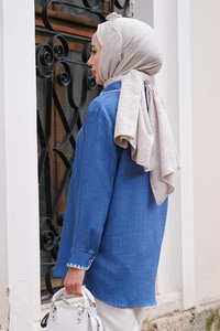 Nakış Detaylı Gömlek Mavi