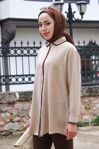 Nakış Detaylı Gömlek Taş