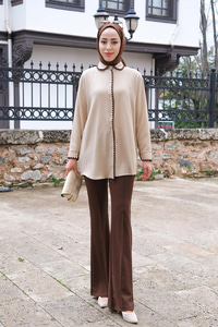 Nakış Detaylı Gömlek Taş