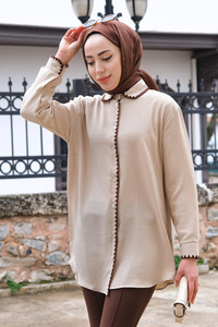 Nakış Detaylı Gömlek Taş