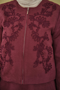 Nakışlı Nubuk Detay Takım Bordo