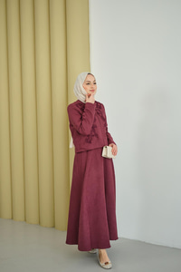 Nakışlı Nubuk Detay Takım Bordo