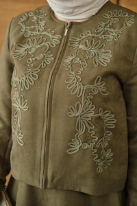 Nakışlı Nubuk Detay Takım Yeşil