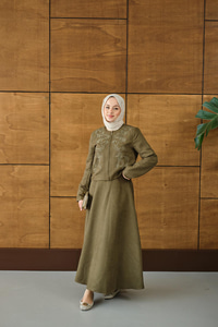 Nakışlı Nubuk Detay Takım Yeşil