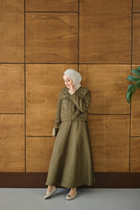 Nakışlı Nubuk Detay Takım Yeşil