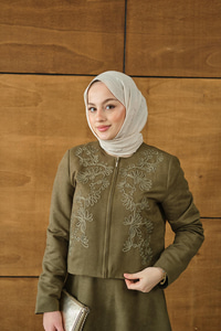 Nakışlı Nubuk Detay Takım Yeşil