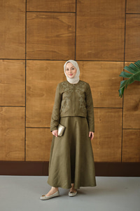 Nakışlı Nubuk Detay Takım Yeşil