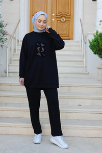 Nakışlı Oysho Takım Siyah