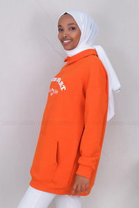 Uygun Fiyatlı NAKISLI YARIM FERMUARLI KAPITONELI TUNIK  TURUNCU | Loccomoda.com 