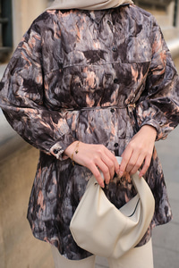 Nara Taşlanmış Oversize Gömlek Antrasit