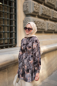 Nara Taşlanmış Oversize Gömlek Antrasit