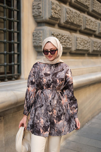 Nara Taşlanmış Oversize Gömlek Antrasit