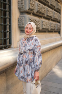 Nara Taşlanmış Oversize Gömlek Gri