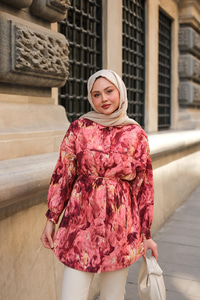 Nara Taşlanmış Oversize Gömlek Kiremit