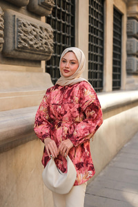 Nara Taşlanmış Oversize Gömlek Kiremit