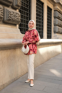 Nara Taşlanmış Oversize Gömlek Kiremit