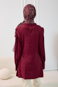 Nervur Detay Cupra Tencel Tunik Bordo