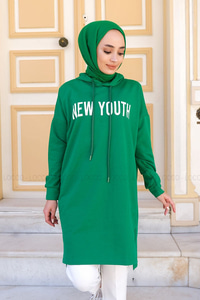 Uygun Fiyatlı NEW YOUTH BASKILI KAPSONLU SWEAT  YESIL | Loccomoda.com 