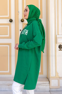 Uygun Fiyatlı NEW YOUTH BASKILI KAPSONLU SWEAT  YESIL | Loccomoda.com 