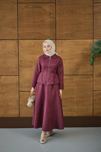 Nubuk Detay Bel Bağlamalı Takım Bordo