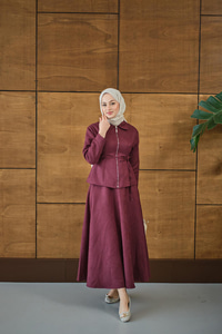 Nubuk Detay Bel Bağlamalı Takım Bordo