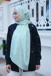 Nur Desenli Jakar Şal Su Yeşil