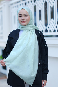 Nur Desenli Jakar Şal Su Yeşil
