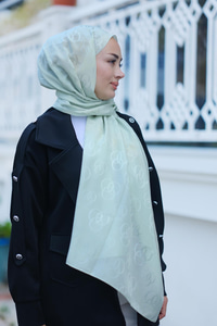 Nur Desenli Jakar Şal Su Yeşil