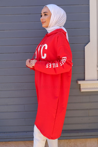 Uygun Fiyatlı NYC BASKILI KAPSONLU SWEAT KIRMIZI | Loccomoda.com 