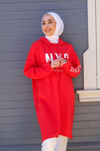 Uygun Fiyatlı NYC BASKILI KAPSONLU SWEAT KIRMIZI | Loccomoda.com 