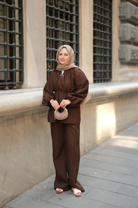 Olivia İncili Takım Kahverengi