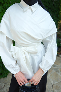 Omuz Bağlamalı Poplin Gömlek Beyaz