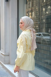 Omuz Bağlamalı Poplin Gömlek Sarı