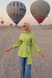 Omuz Bağlamalı Poplin Gömlek Yeşil