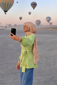 Omuz Bağlamalı Poplin Gömlek Yeşil