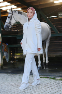 Omuz Fırfır Detay İkili Takım Beyaz