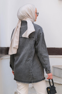 Omuz Pul Detay Kot Ceket Füme