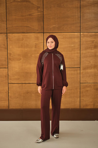 Omuz Taş Detay Takım Bordo