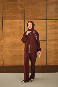 Omuz Taş Detay Takım Bordo