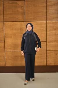 Omuz Taş Detay Takım Lacivert