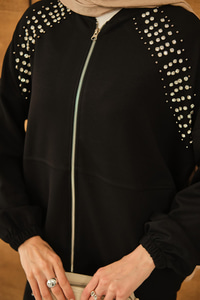 Omuz Taş Detay Takım Siyah